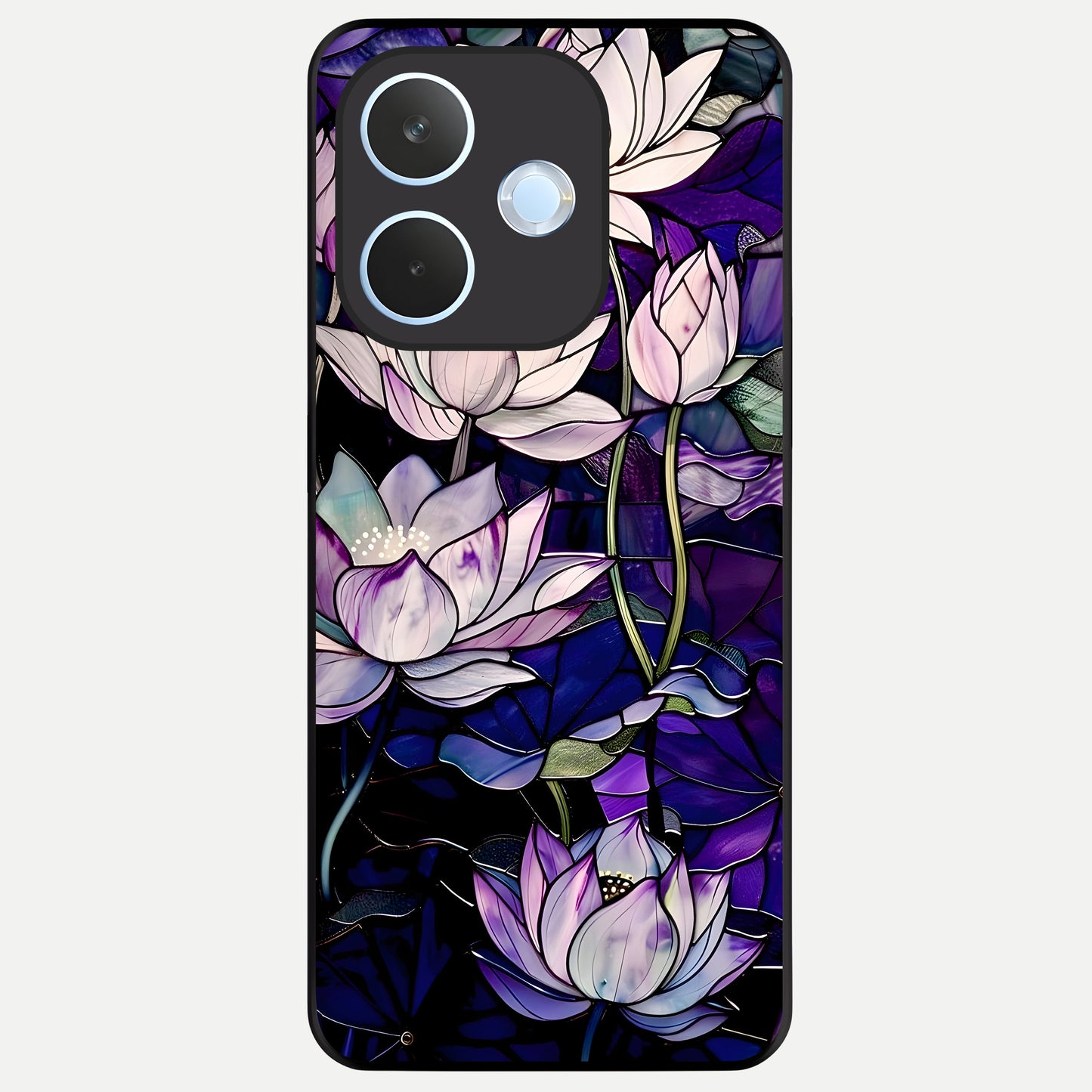  Purple Lotus Pattern Glass Case For Oppo Reno 15 Pro mini back cover – full design glossy printed glass finish