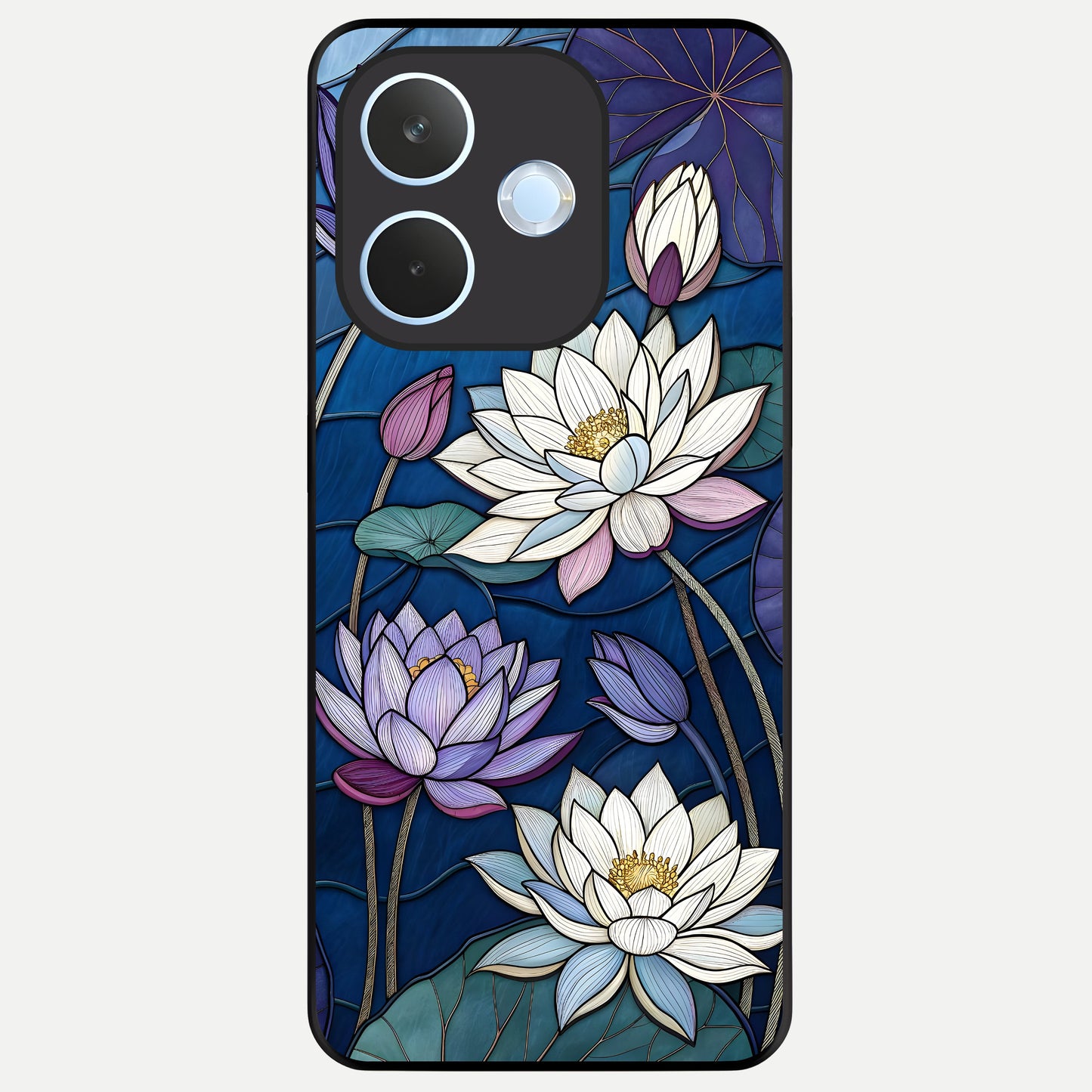  Purple Lotus Stained Glass Case For Oppo Reno 15 Pro mini back cover – full design glossy printed glass finish