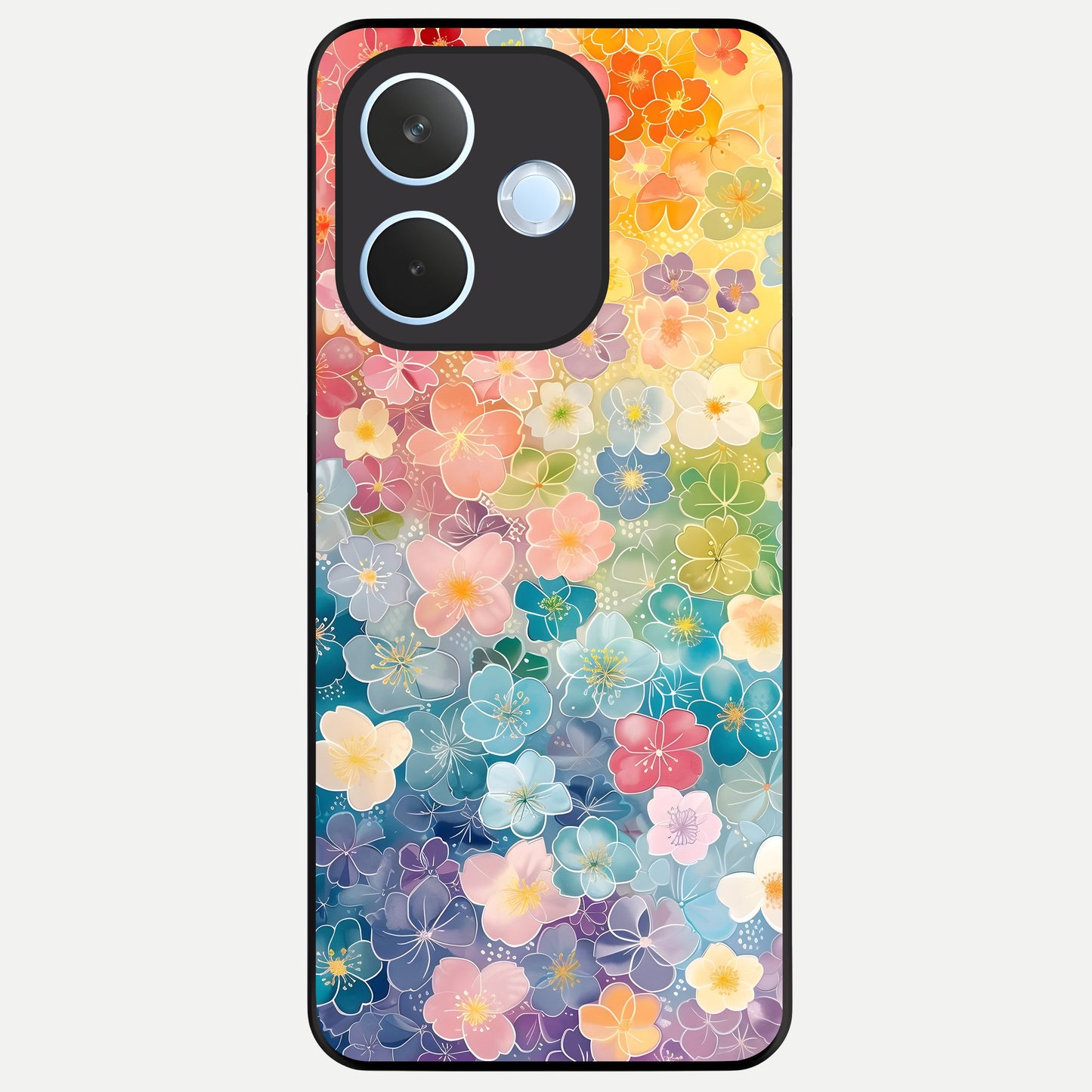  Rainbow Blossom Burst Glass Case For Oppo Reno 15 Pro mini back cover – full design glossy printed glass finish