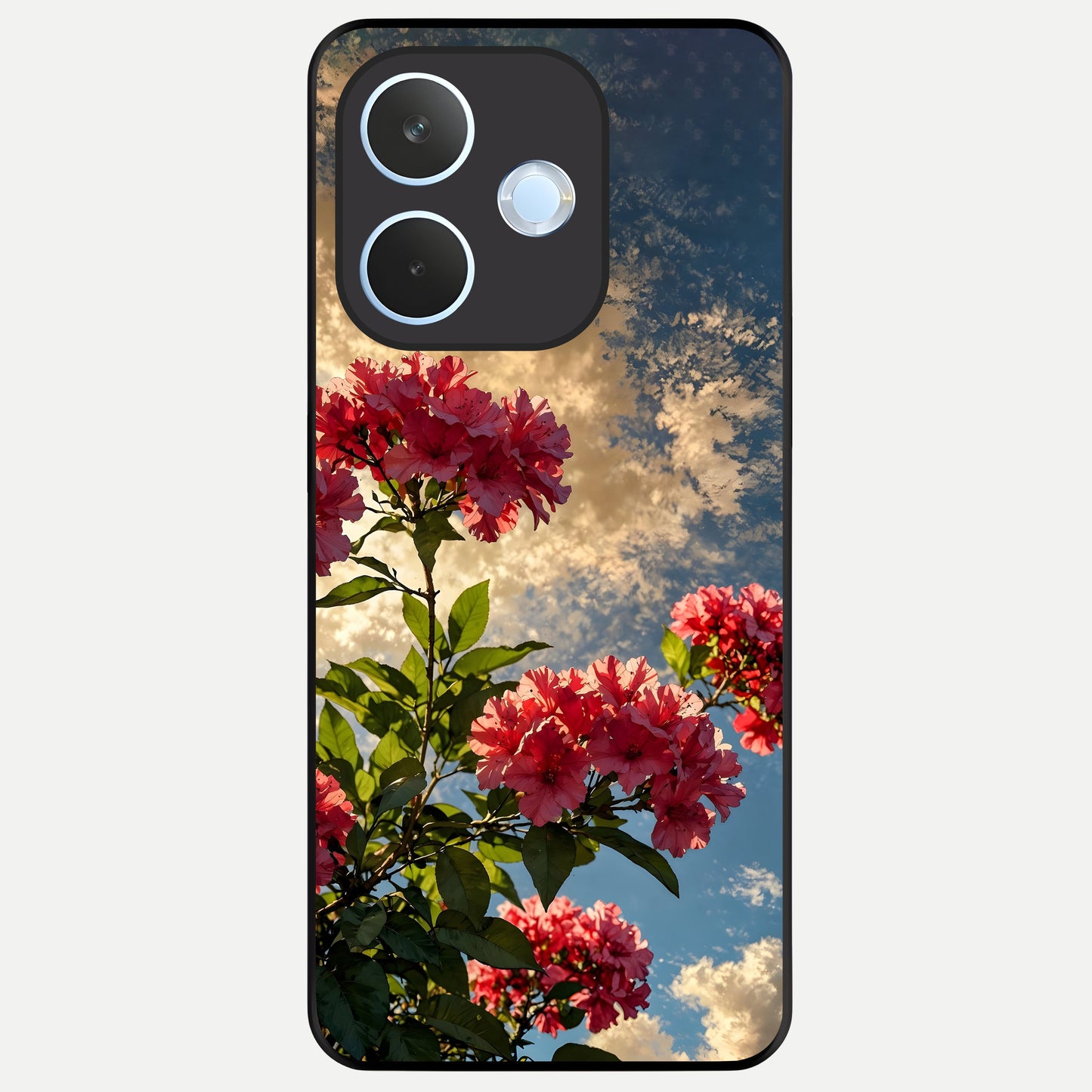  Red Bloom Skies Glass Case For Oppo Reno 15 Pro mini back cover – full design glossy printed glass finish