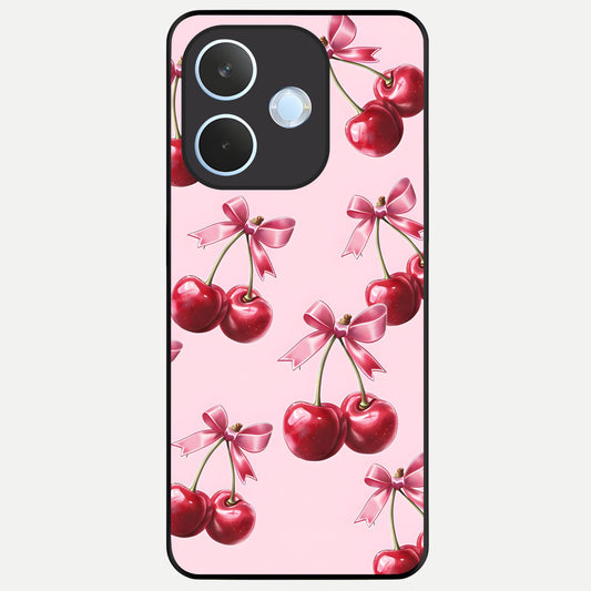  Red Cherries Pattern Glass Case For Oppo Reno 15 Pro mini back cover – full design glossy printed glass finish