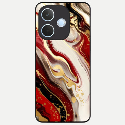  Red And White Marble Glass Case For Oppo Reno 15 Pro mini back cover – full design glossy printed glass finish