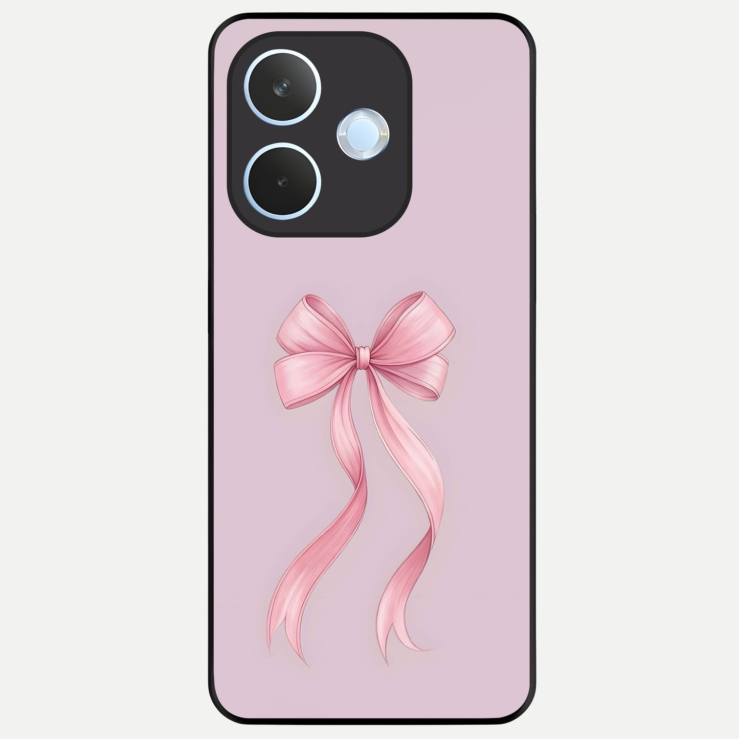  Soft Blush Bow Glass Case For Oppo Reno 15 Pro mini back cover – full design glossy printed glass finish