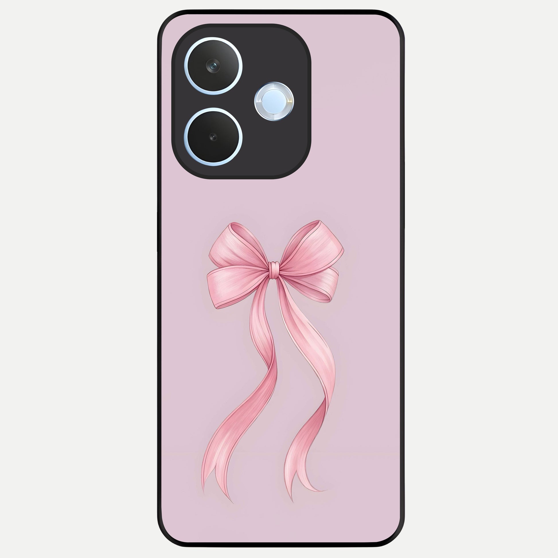  Soft Blush Bow Glass Case For Oppo Reno 15 Pro mini back cover – full design glossy printed glass finish