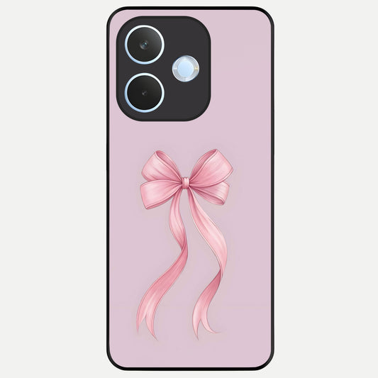  Soft Blush Bow Glass Case For Oppo Reno 15 Pro mini back cover – full design glossy printed glass finish