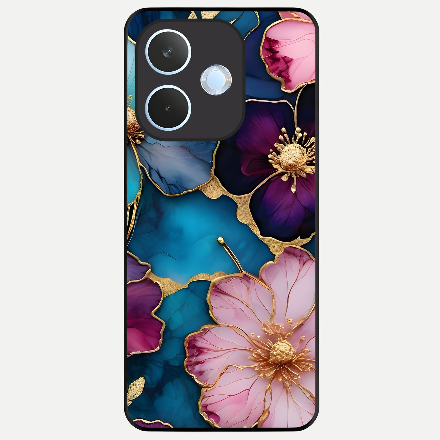  Sparkle Floral Glass Case For Oppo Reno 15 Pro mini back cover – full design glossy printed glass finish