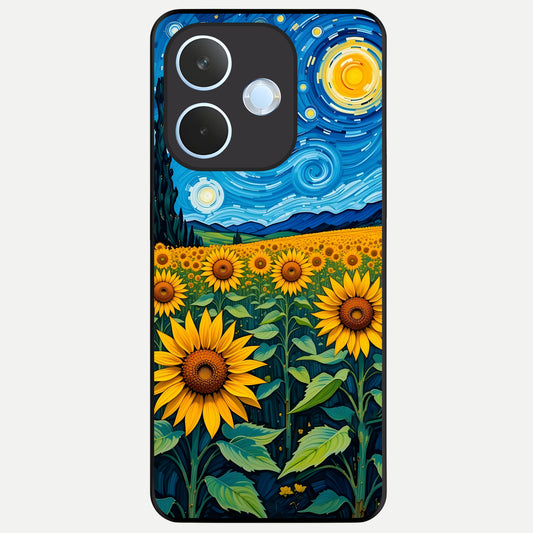  Starry Sunflower Dreams Glass Case For Oppo Reno 15 Pro mini back cover – full design glossy printed glass finish