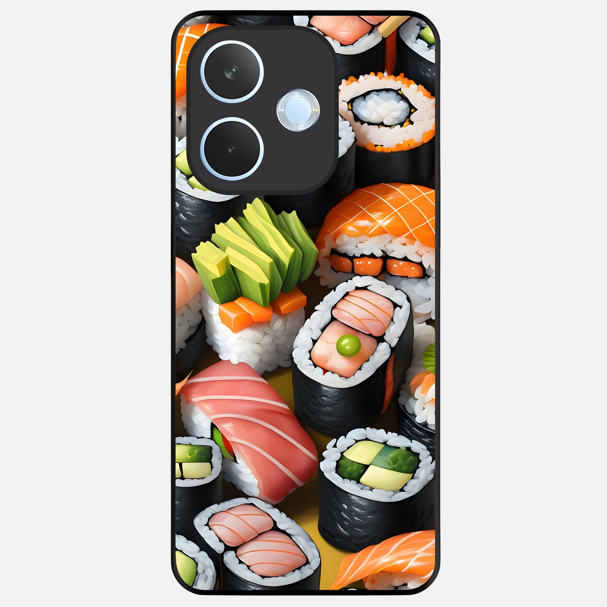  Sushi Food Pattern Glass Case For Oppo Reno 15 Pro mini back cover – full design glossy printed glass finish