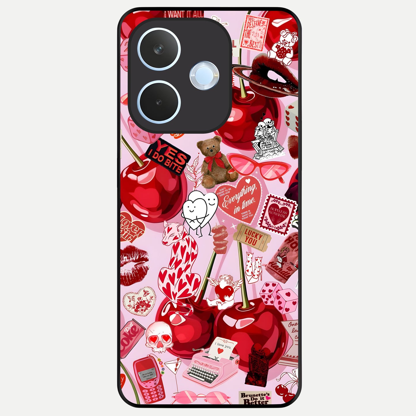  Sweet Cherry Chaos Glass Case For Oppo Reno 15 Pro mini back cover – full design glossy printed glass finish