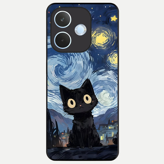  Van Gogh Cat Glass Case For Oppo Reno 15 Pro mini back cover – full design glossy printed glass finish