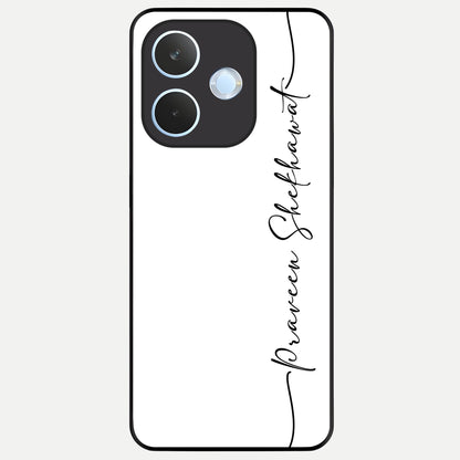  White Tune Custom Name Glass Case For Oppo Reno 15 Pro mini back cover – personalized glossy printed glass finish