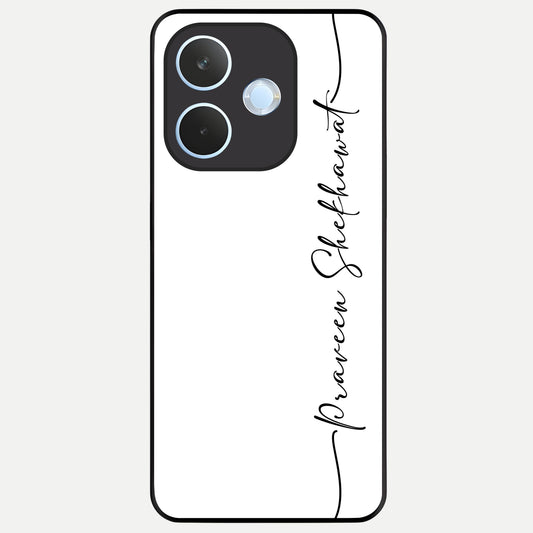  White Tune Custom Name Glass Case For Oppo Reno 15 Pro mini back cover – personalized glossy printed glass finish