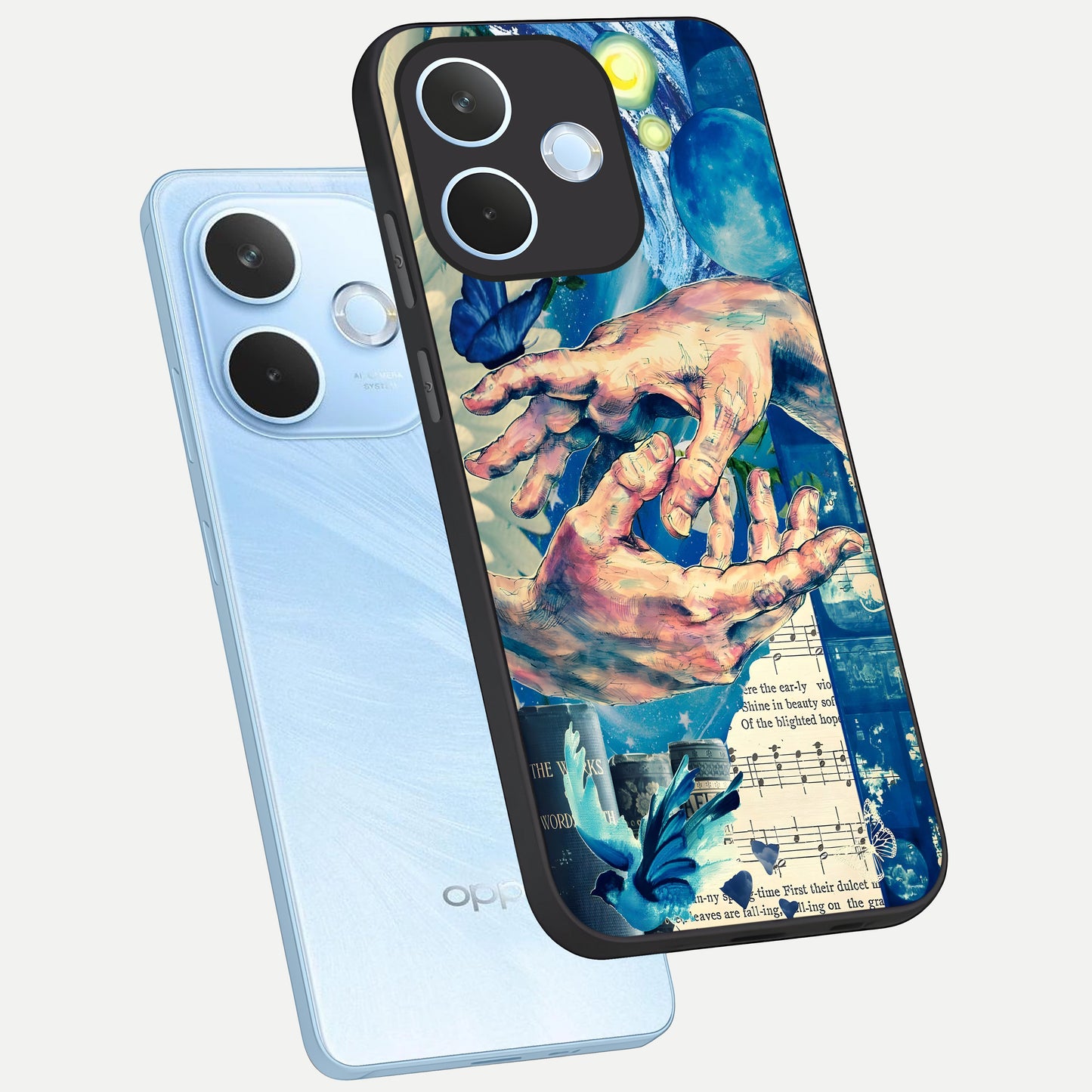  Aesthetic Divider phone case For Oppo Reno 15 Pro mini showing premium glass back cover with detailed artwork