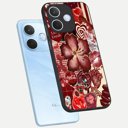  Aesthetic Little Freak phone case For Oppo Reno 15 Pro mini showing premium glass back cover with detailed artwork