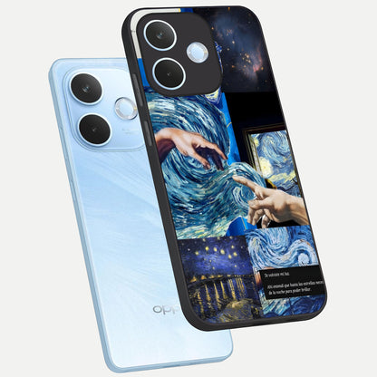  Aesthetic Vando Hands phone case For Oppo Reno 15 Pro mini showing premium glass back cover with detailed artwork