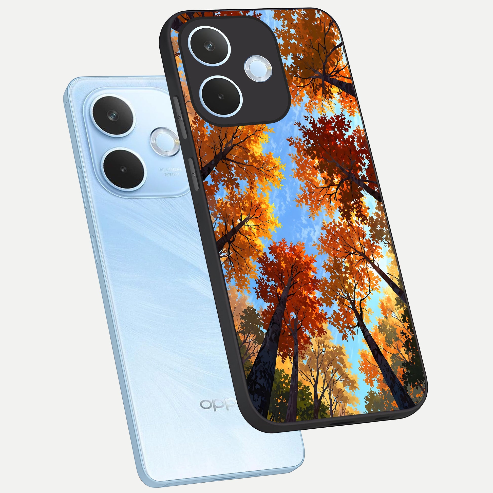  Autumn Sky Rise phone case For Oppo Reno 15 Pro mini showing premium glass back cover with detailed artwork