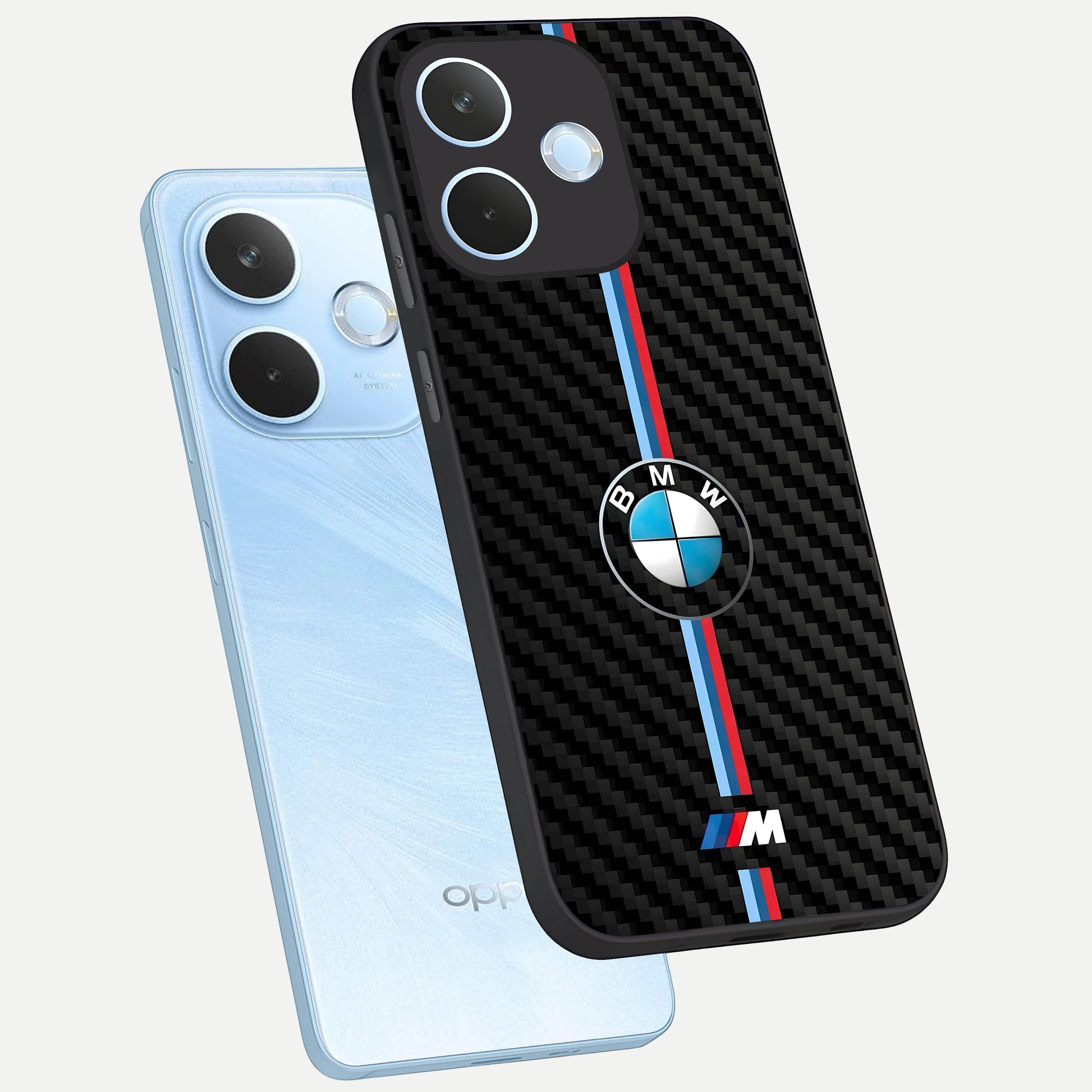  BMW Pattern phone case For Oppo Reno 15 Pro mini showing premium glass back cover with detailed artwork