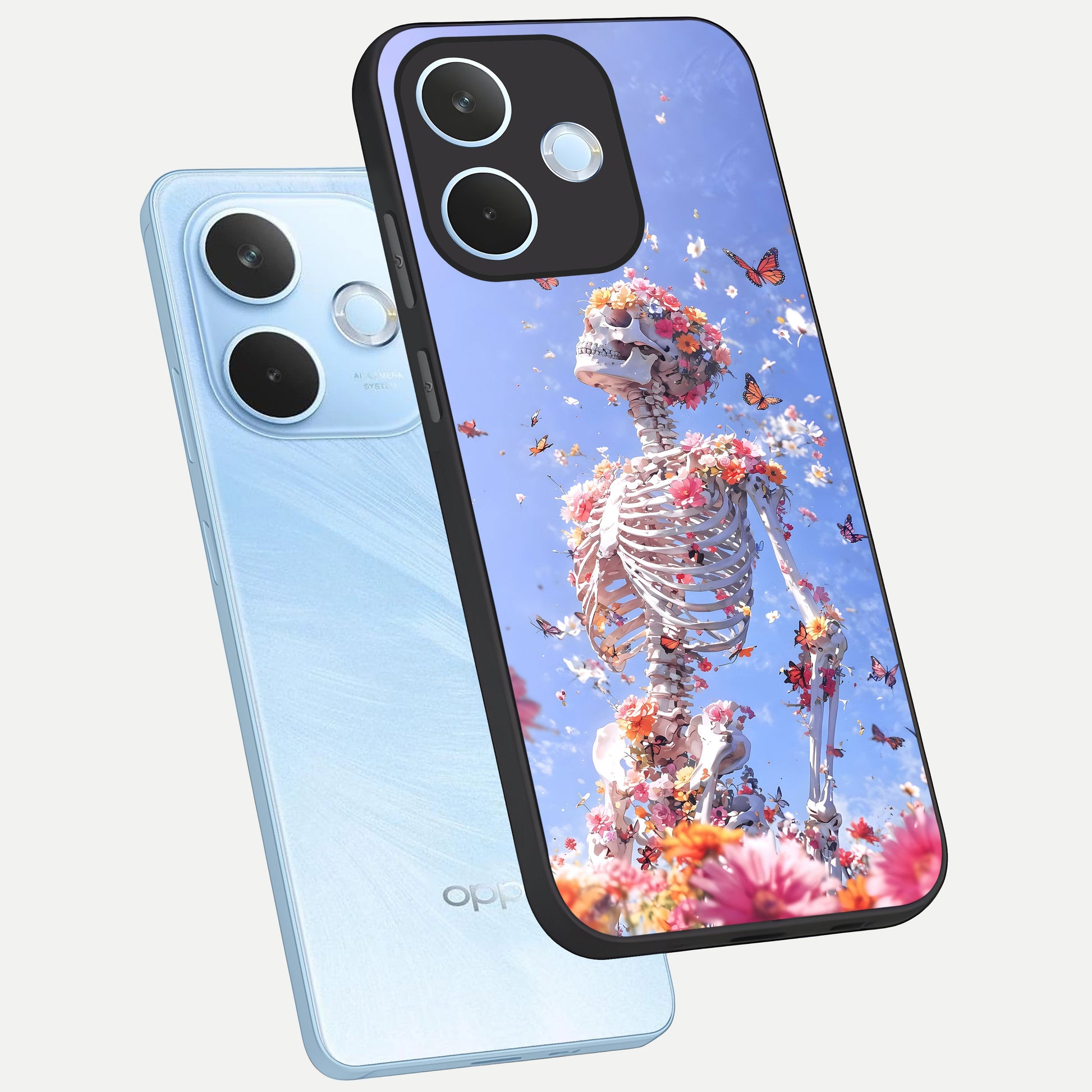  Bloom Beyond Bones phone case For Oppo Reno 15 Pro mini showing premium glass back cover with detailed artwork