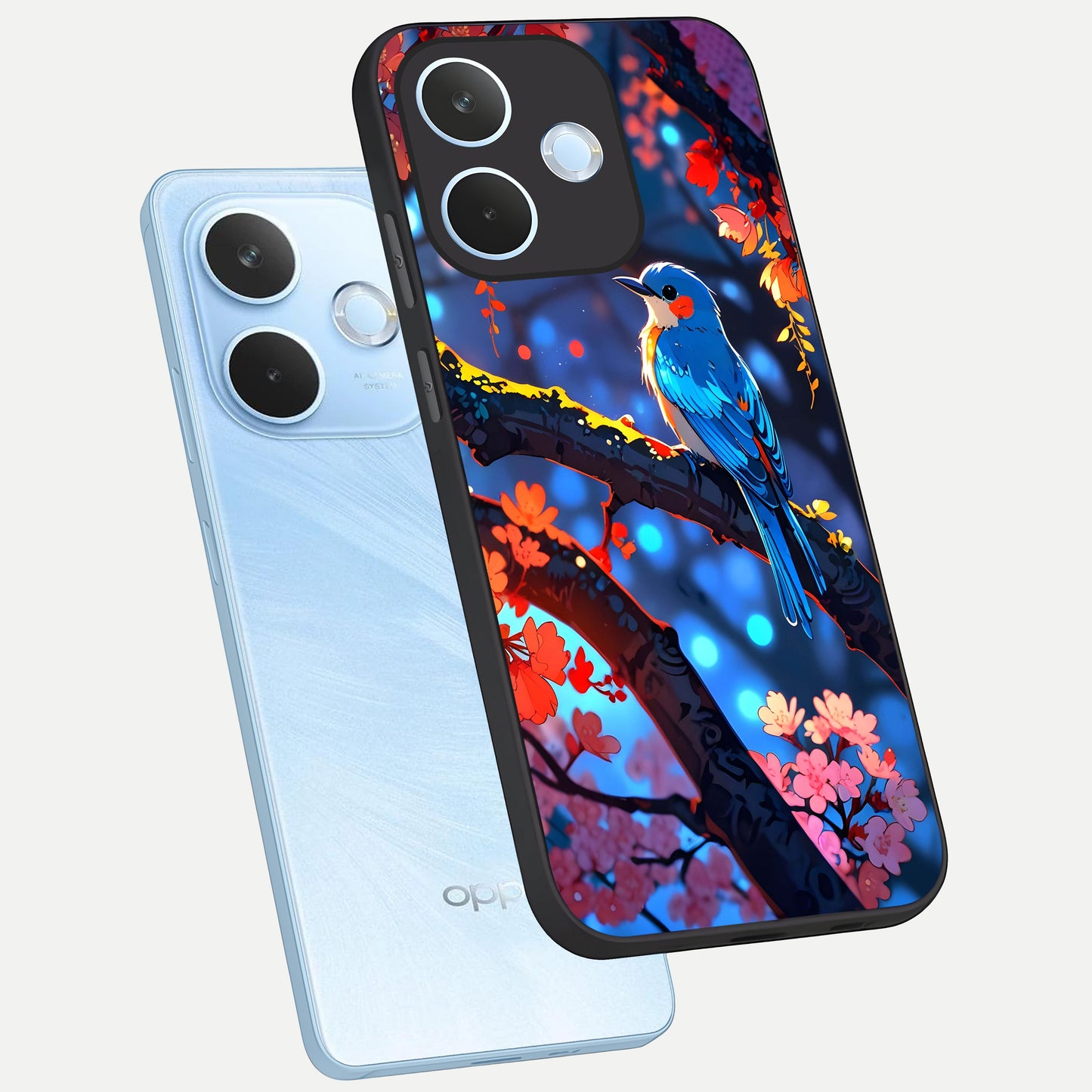  Blooming Water Drift phone case For Oppo Reno 15 Pro mini showing premium glass back cover with detailed artwork