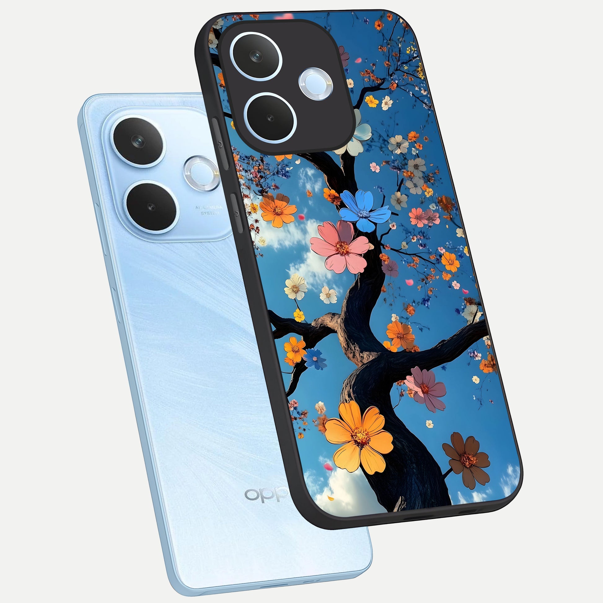  Blossom Dream Sky phone case For Oppo Reno 15 Pro mini showing premium glass back cover with detailed artwork