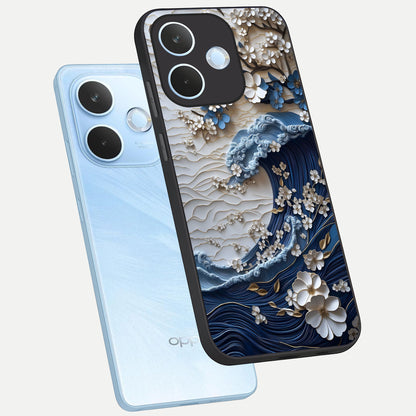  Blossom Wave Art phone case For Oppo Reno 15 Pro mini showing premium glass back cover with detailed artwork