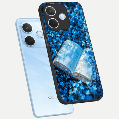  Blue Bloom Tales phone case For Oppo Reno 15 Pro mini showing premium glass back cover with detailed artwork