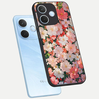  Blush Bloom Field phone case For Oppo Reno 15 Pro mini showing premium glass back cover with detailed artwork