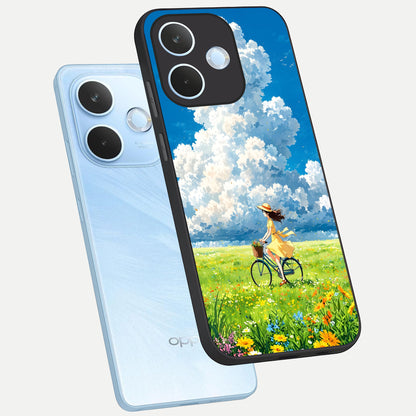  Breezy Meadow Ride phone case For Oppo Reno 15 Pro mini showing premium glass back cover with detailed artwork