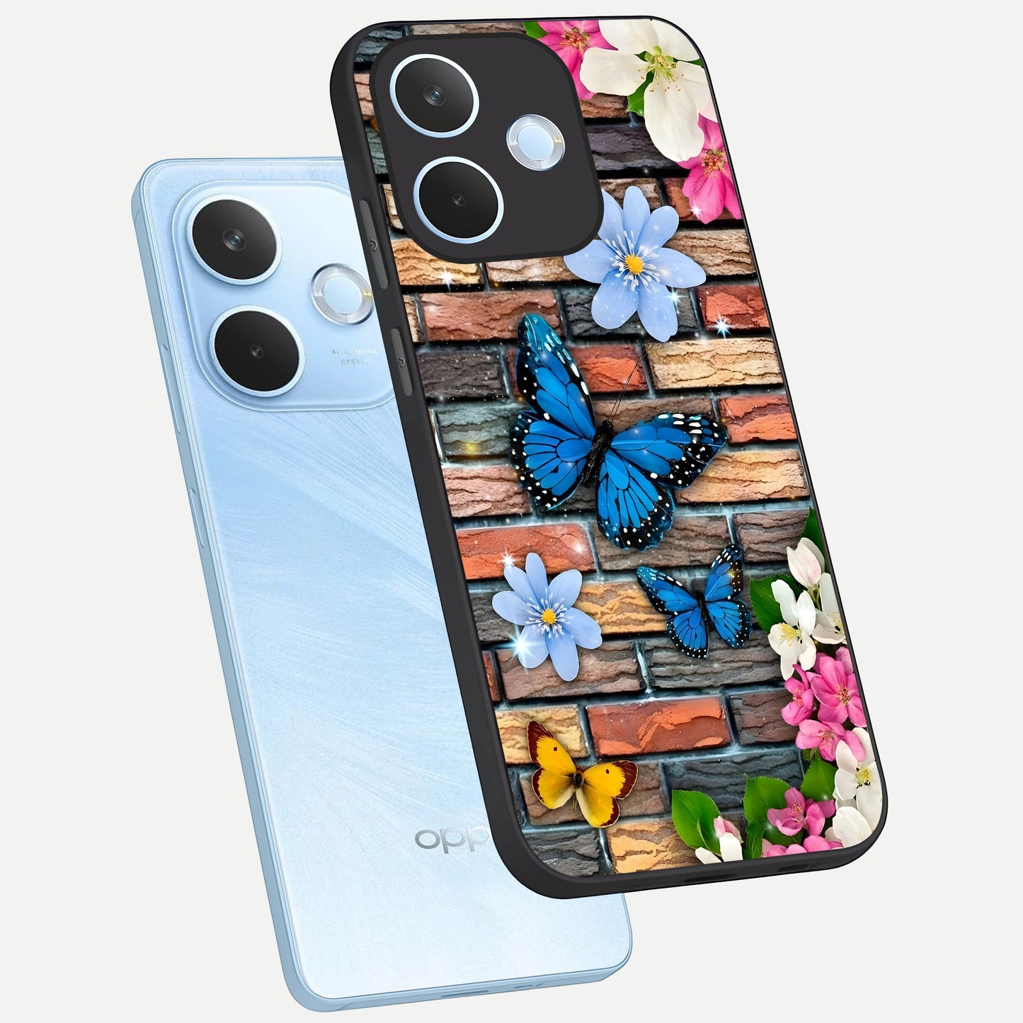  Brick Bloom Flight phone case For Oppo Reno 15 Pro mini showing premium glass back cover with detailed artwork