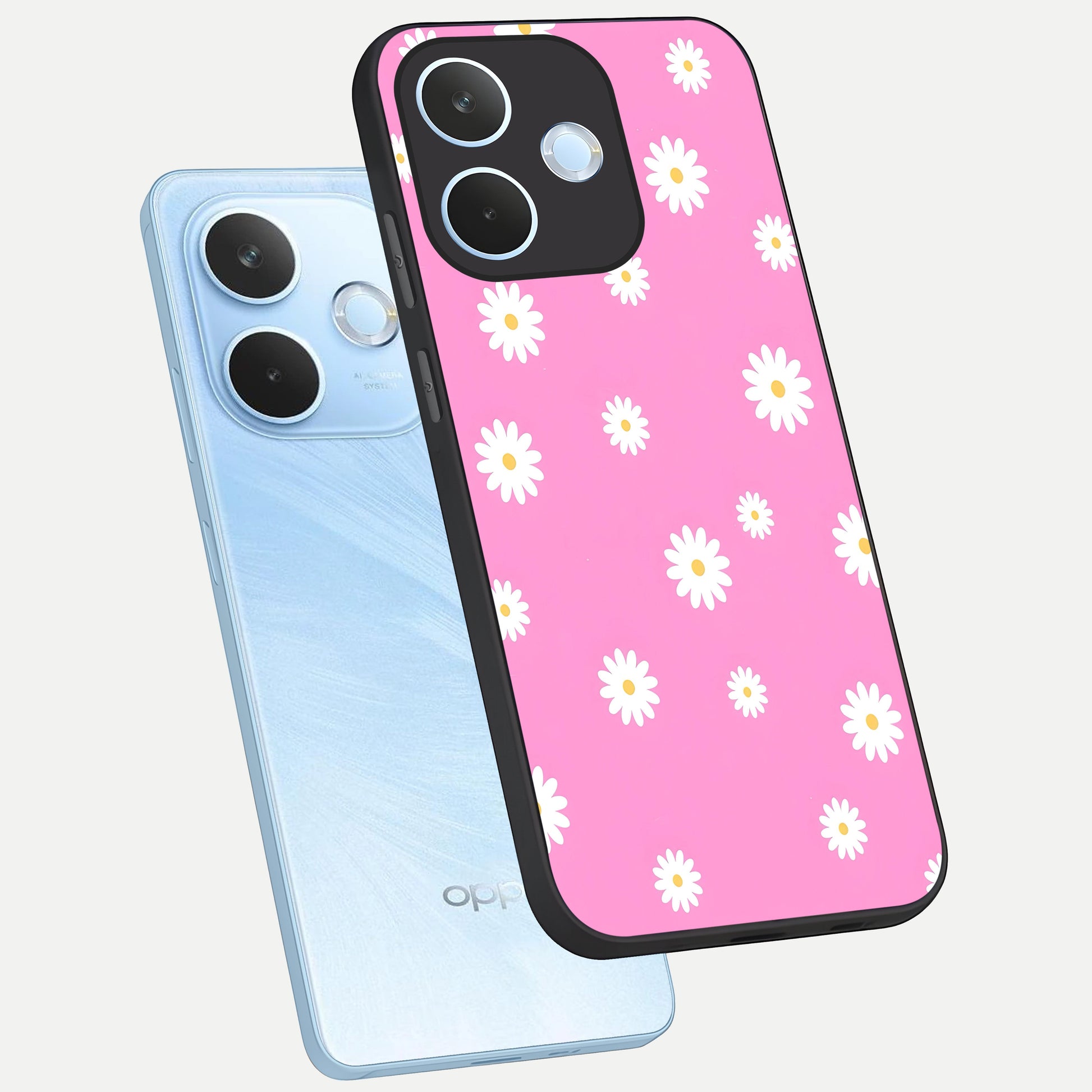  Bubblegum Daisy Pop phone case For Oppo Reno 15 Pro mini showing premium glass back cover with detailed artwork
