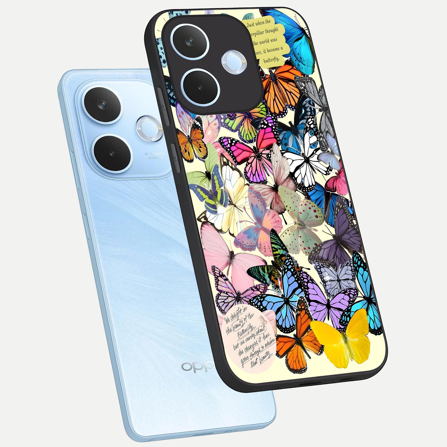  Butterflies Petal Dream phone case For Oppo Reno 15 Pro mini showing premium glass back cover with detailed artwork