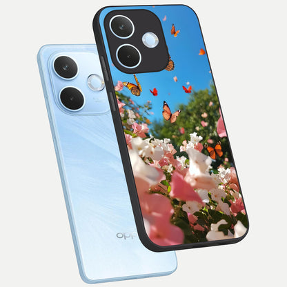  Butterflies In Bloom Sky phone case For Oppo Reno 15 Pro mini showing premium glass back cover with detailed artwork