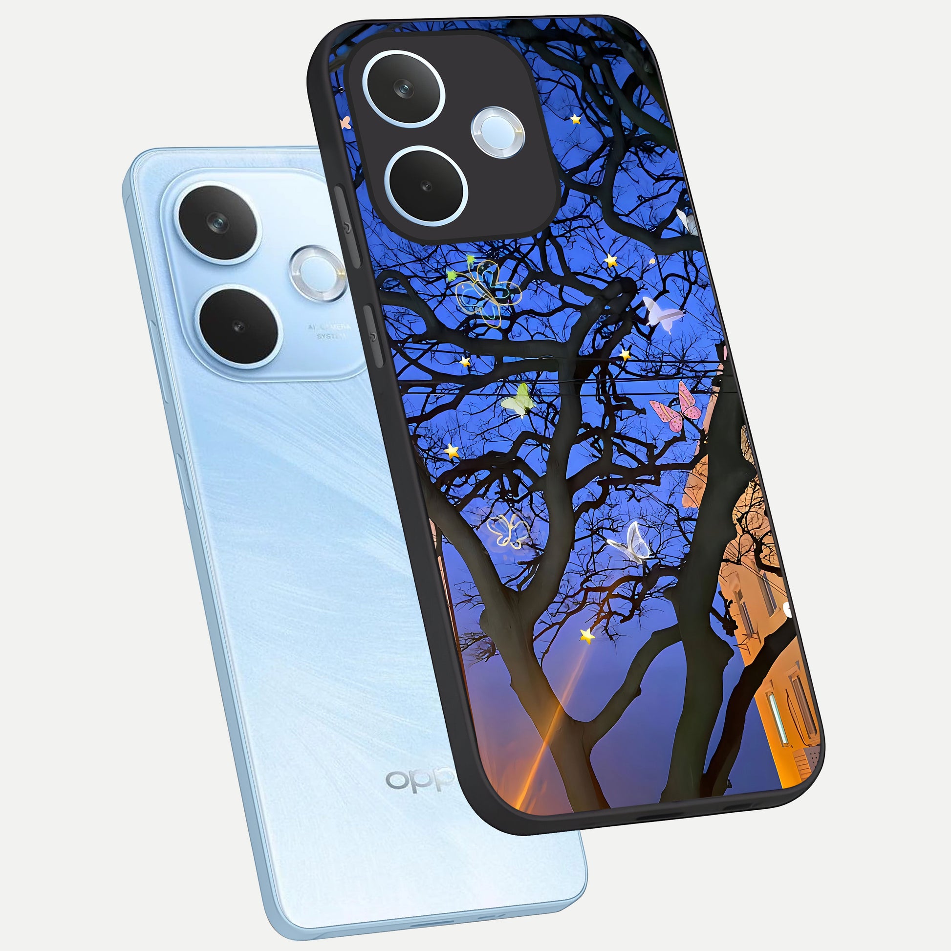  Butterfly Night Magic phone case For Oppo Reno 15 Pro mini showing premium glass back cover with detailed artwork