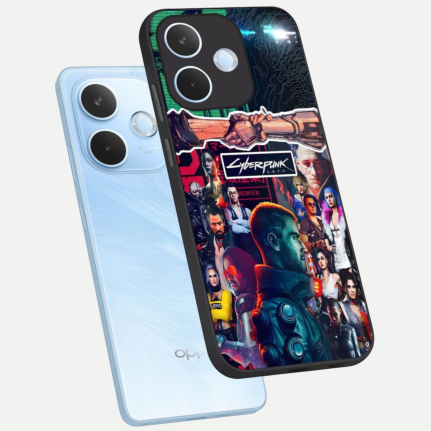  CYBERPUNK Legacy phone case For Oppo Reno 15 Pro mini showing premium glass back cover with detailed artwork