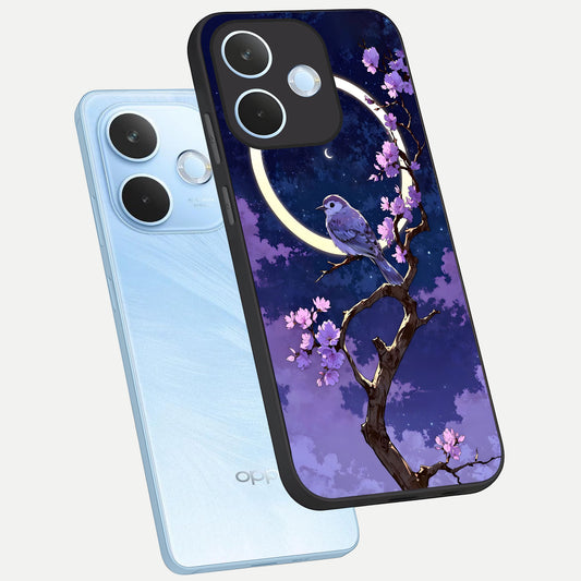  Celestial Bird Blossom phone case For Oppo Reno 15 Pro mini showing premium glass back cover with detailed artwork