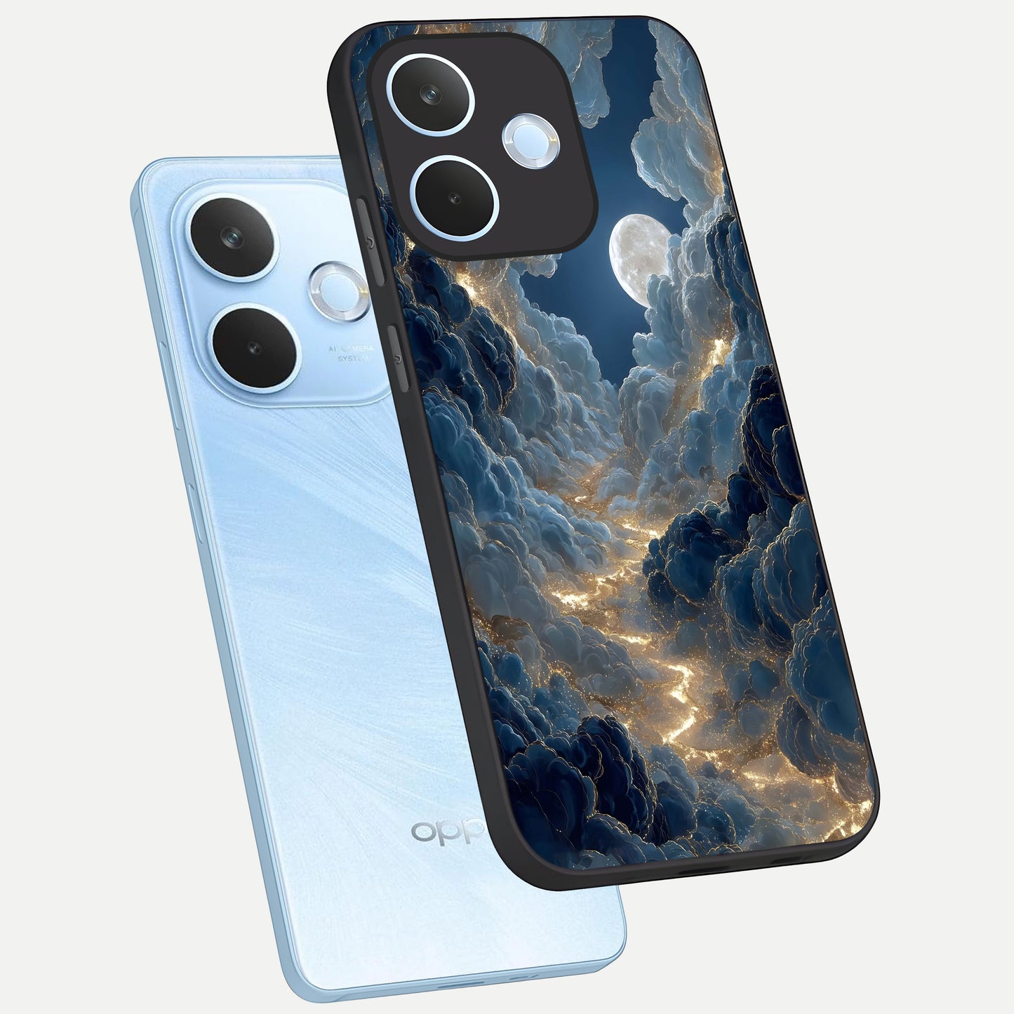  Celestial Cloud Road phone case For Oppo Reno 15 Pro mini showing premium glass back cover with detailed artwork