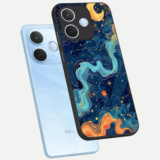  Celestial Dream Flow phone case For Oppo Reno 15 Pro mini showing premium glass back cover with detailed artwork