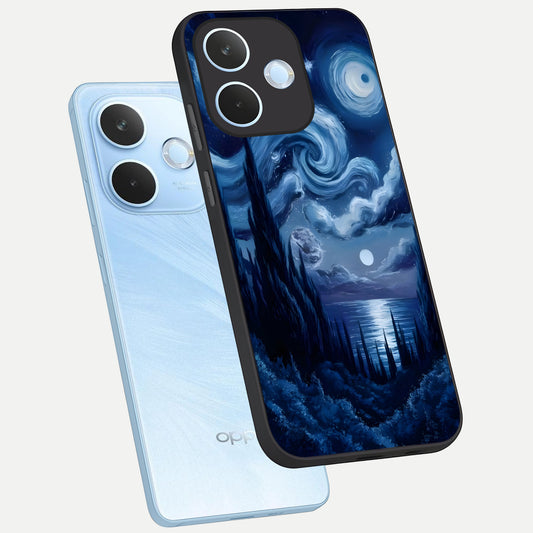  Celestial Dream Van Gogh phone case For Oppo Reno 15 Pro mini showing premium glass back cover with detailed artwork