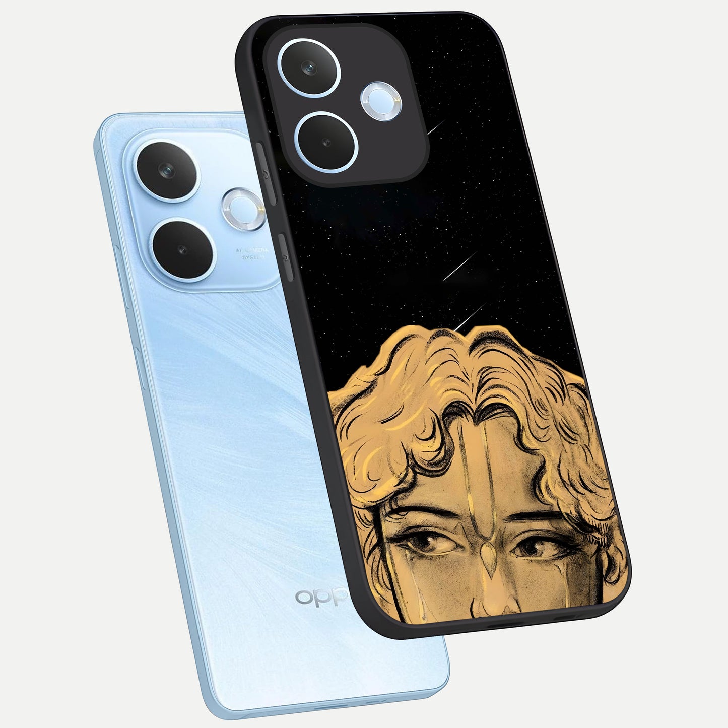  Celestial Gods Plan phone case For Oppo Reno 15 Pro mini showing premium glass back cover with detailed artwork