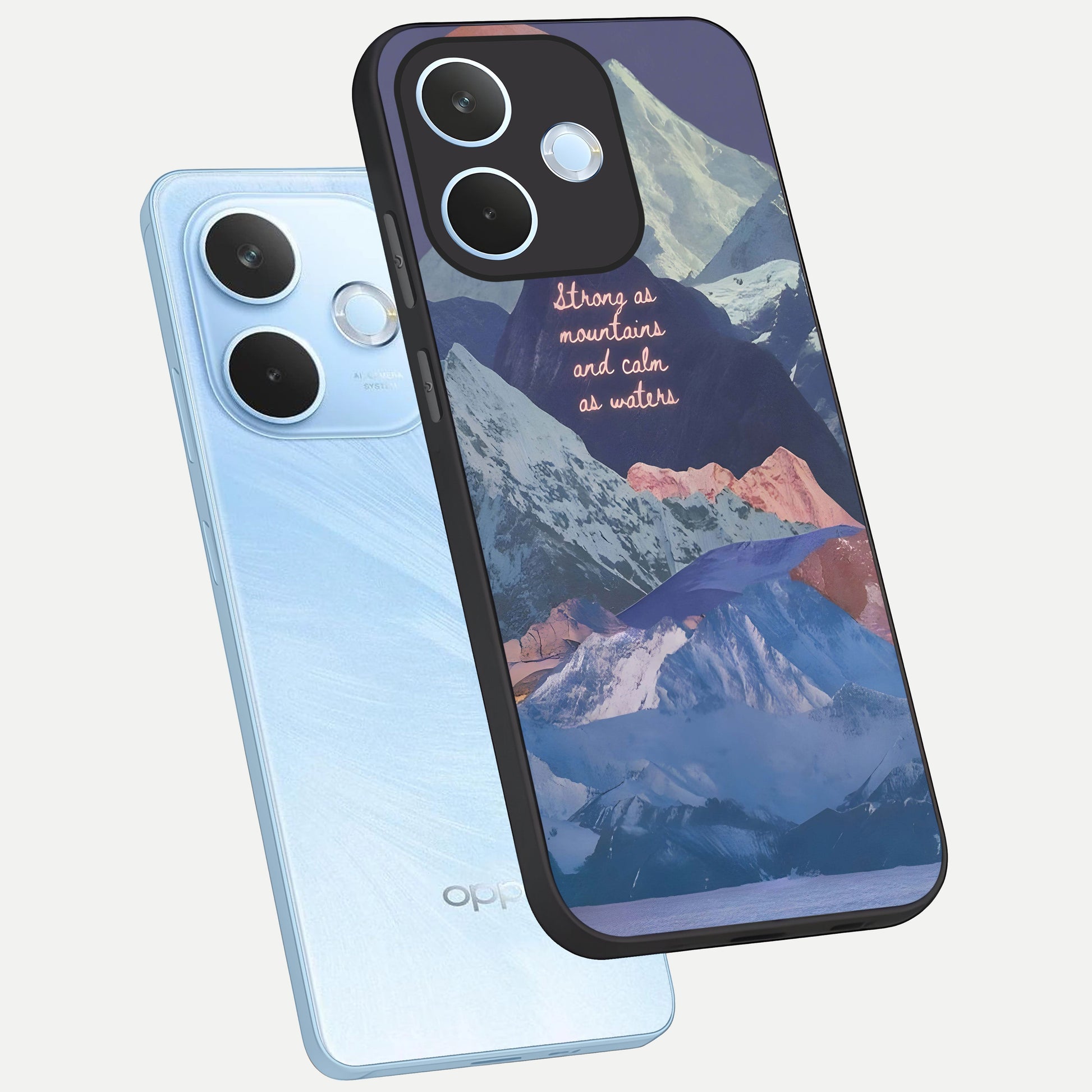  Celestial Mountain Calm phone case For Oppo Reno 15 Pro mini showing premium glass back cover with detailed artwork