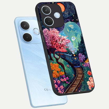  Celestial Train Journey phone case For Oppo Reno 15 Pro mini showing premium glass back cover with detailed artwork