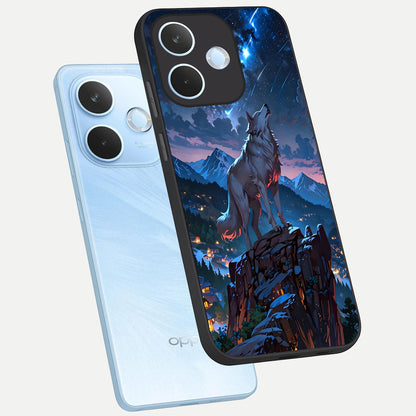  Celestial Wolf Howl phone case For Oppo Reno 15 Pro mini showing premium glass back cover with detailed artwork
