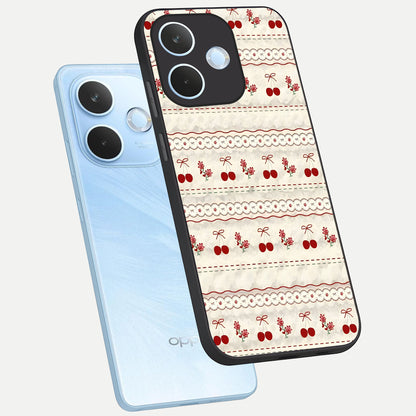  Cherry Bloom Charm phone case For Oppo Reno 15 Pro mini showing premium glass back cover with detailed artwork