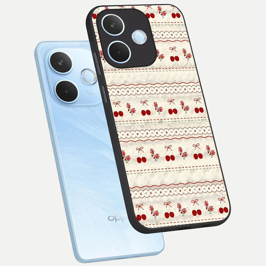  Cherry Bloom Charm phone case For Oppo Reno 15 Pro mini showing premium glass back cover with detailed artwork