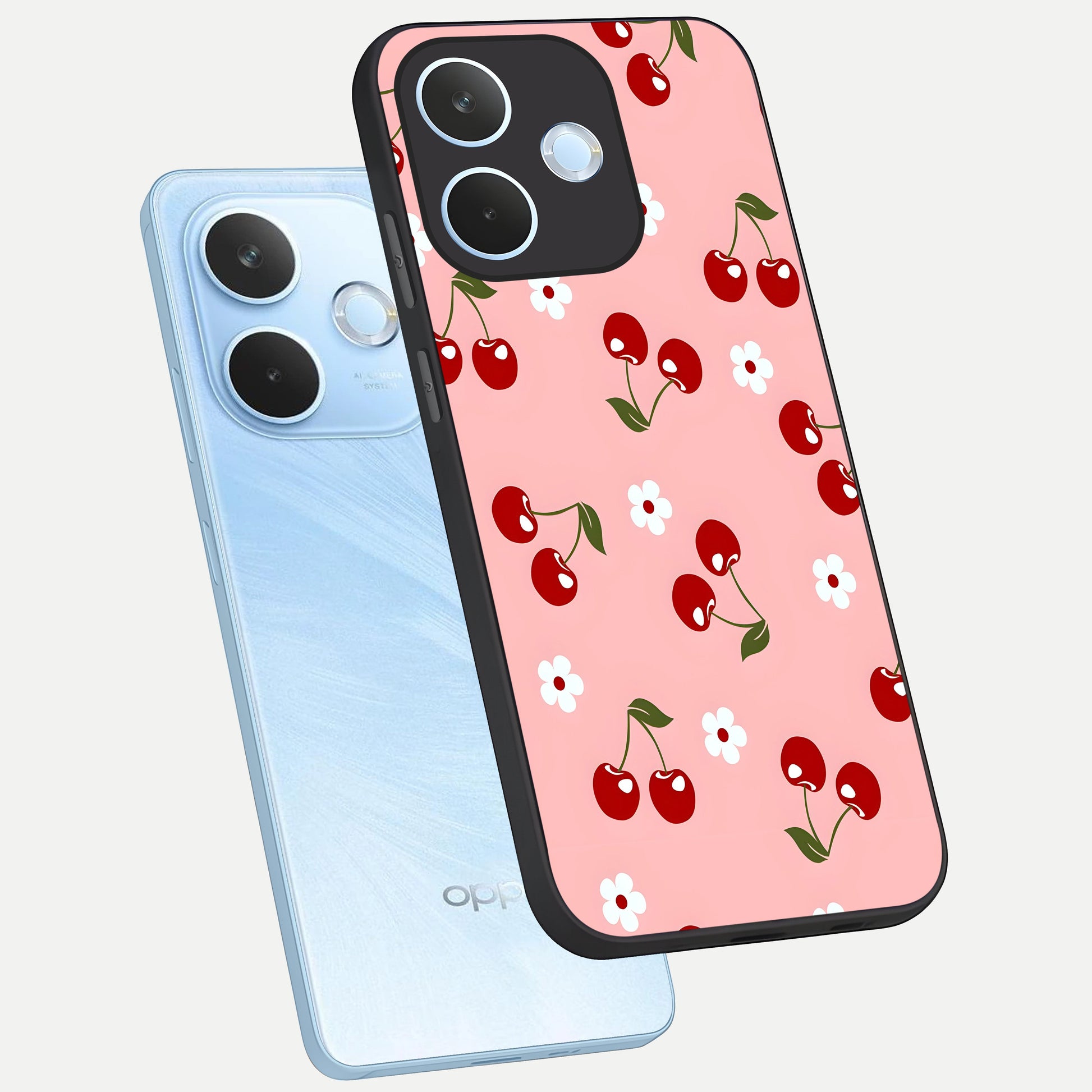 Cherry Love Mood phone case For Oppo Reno 15 Pro mini showing premium glass back cover with detailed artwork