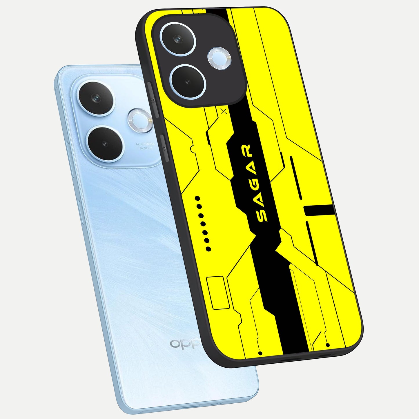  Circuit CYBERPUNK Custom Name phone case For Oppo Reno 15 Pro mini showing premium glass back cover with detailed artwork