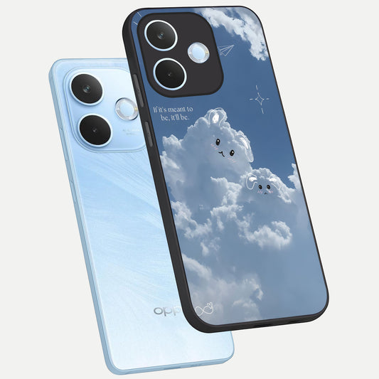  Cloud Bunny Dreams phone case For Oppo Reno 15 Pro mini showing premium glass back cover with detailed artwork