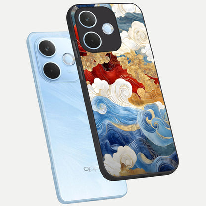  Colored Waves phone case For Oppo Reno 15 Pro mini showing premium glass back cover with detailed artwork