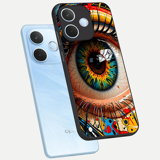  Colorful Eye phone case For Oppo Reno 15 Pro mini showing premium glass back cover with detailed artwork