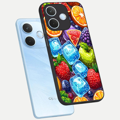  Colorful Fruits with Ice phone case For Oppo Reno 15 Pro mini showing premium glass back cover with detailed artwork